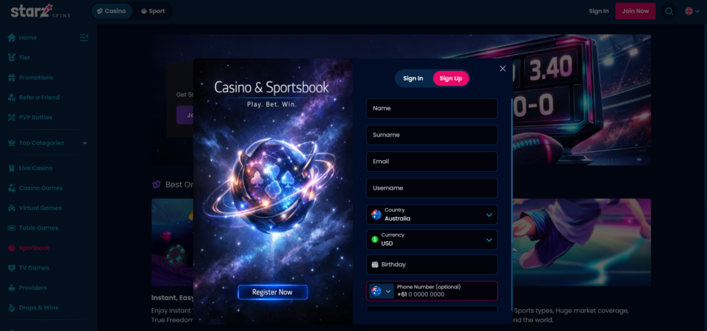 starzspins casino bonus