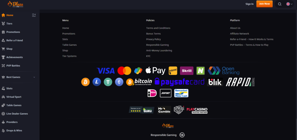 blazespins payment