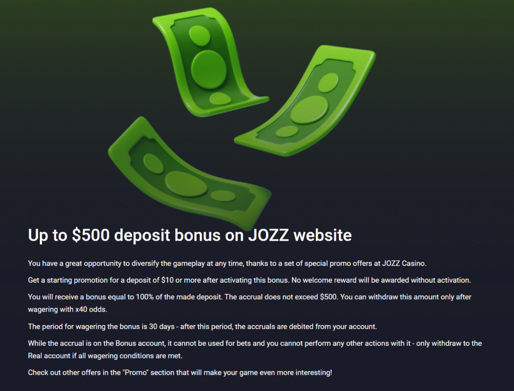 jozz casino welcome bonus