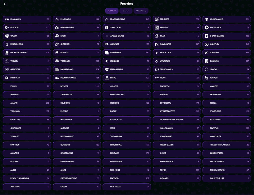 NovaJackpot casino Providers