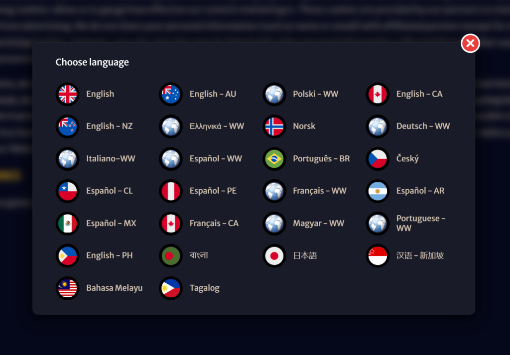 Languages HellSpin Casino