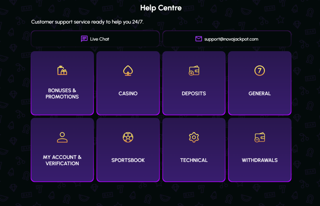 NovaJackpot casino support