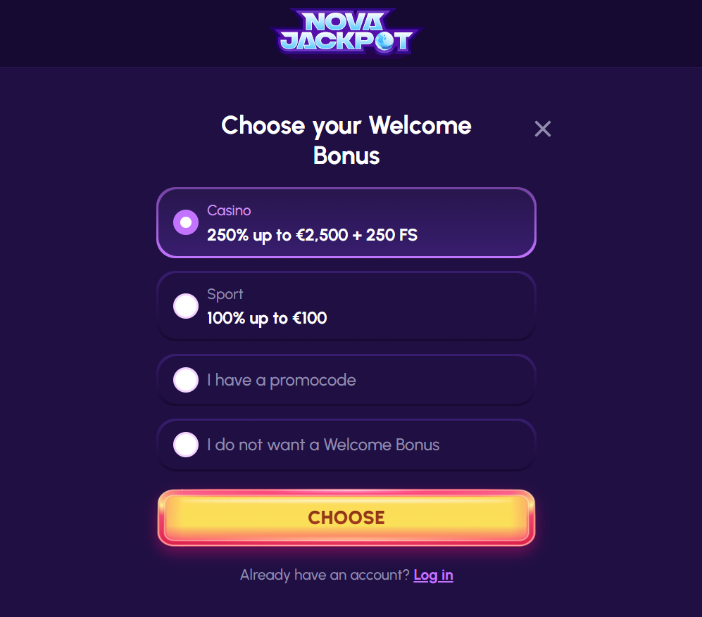 NovaJackpot casino bonus